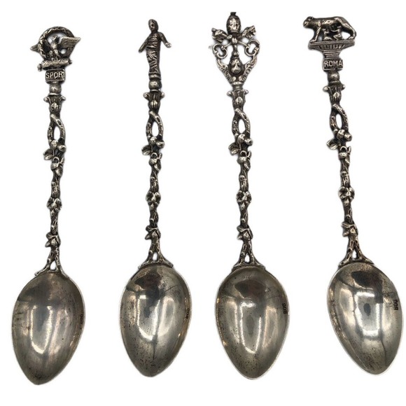 Set 11 Italian 800 Silver Demitasse Figural Souvenir Spoons Made in Italy 144g - Picture 5 of 11